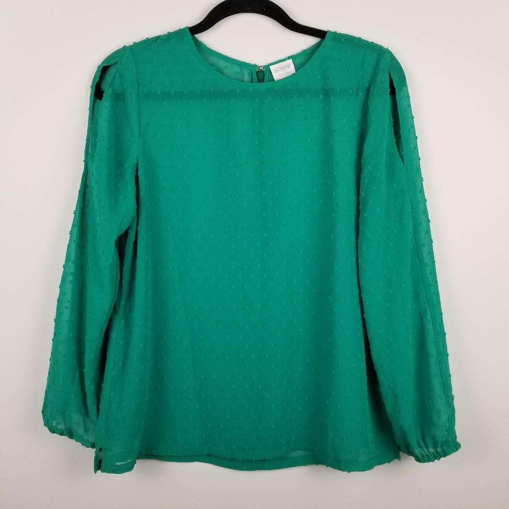 J.Crew Chiffon Swiss Dot Long Sleeve Blouse - S